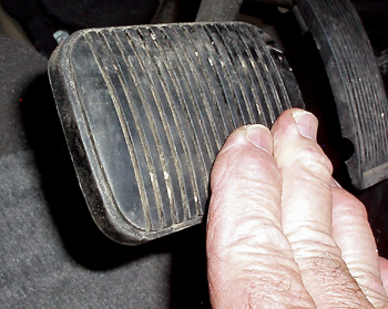 Photo 9: At least ½ inch of “free pedal” is required to fully release the brakes and turn off the brake light switch. 