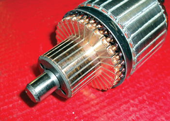 photo 1: the insulation between the commutator segments should be recessed about 1/32” beneath the commutator bars.