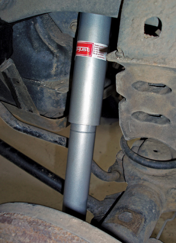 Photo 4: These shock absorbers were replaced because the frame bumper pad to the right was frequently contacting the axle.