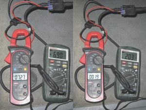 figure 4: measuring ac and dc current on a fuel pump circuit. 