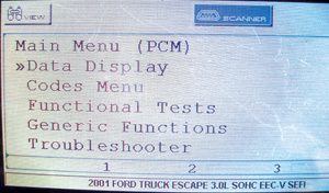 After opening the generic functions menu, notice that the “Generic OBD II Function” mode menu is listed in hexadecimal numbers. Mode $09 will allow access to the module calibration and the vehicle VIN. The VIN  displayed on the screen should match the VIN of the vehicle.