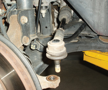 photo 2: the preload on the inner tie rod end on this vehicle is sufficient to hold the tie rod assembly in suspension. if the inner end lacks preload, it should be replaced.