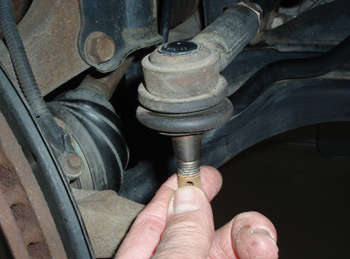 photo 3: outer tie rod ends are generally ­designed with preload. the stud should not easily swivel with finger pressure.