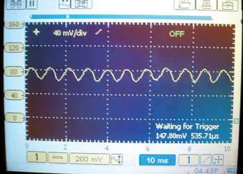 Photo 5: This lab scope waveform indicates that the fuel pump motor commutator assembly is in good condition (See “The Importance of Scope Testing” sidebar).