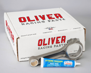 Oliver Racing Parts, which manufactures high-performance connecting rods, has joined forces with Lucas Oil, makers of high-performance lubricants, to provide Lucas Oil’s Extreme Pressure Synthetic Grease with every set of Oliver connecting rods. (Photo Courtesy Oliver Racing Parts)